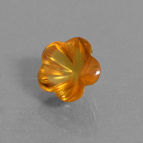 1.36克拉天然橙色黄水晶，花形切工，7.5×7.4毫米，透明