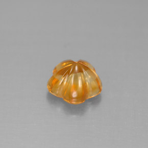 1.29克拉天然橙色黄水晶，花形切工，7.3×7.1毫米，透明