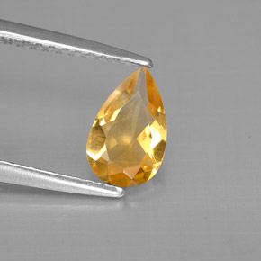 0.69克拉天然黄色黄水晶，梨形，8.1×5毫米，VVS-VS