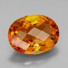 5.44克拉天然橙色黄水晶，椭圆形切割，13.7×10.5毫米，VVS