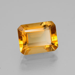 2.11克拉天然黄色黄水晶，祖母绿式切割，8.8×6.9毫米，VVS-VS