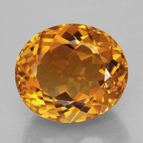 11.83克拉天然橙色黄水晶，椭圆形切割，15.8×13.8毫米，IF
