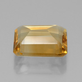 1.77克拉天然黄色黄水晶，祖母绿式切割，9×7毫米，VVS-VS