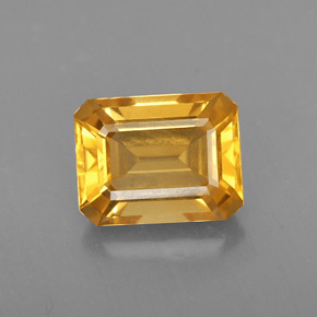 2.10克拉天然黄色黄水晶，祖母绿式切割，8.9×7.1毫米，VS