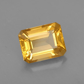 2.10克拉天然黄色黄水晶，祖母绿式切割，8.9×7.1毫米，VS
