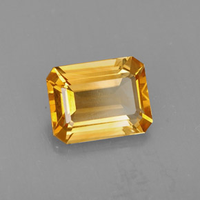1.86克拉天然黄色黄水晶，祖母绿式切割，8.9×7毫米，VS