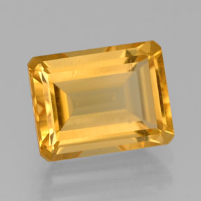 2.18克拉天然黄色黄水晶，祖母绿式切割，8.9×6.9毫米，VS