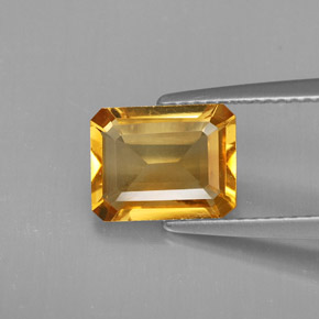 1.89克拉天然黄色黄水晶，祖母绿式切割，9.1×7.2毫米，VVS-VS