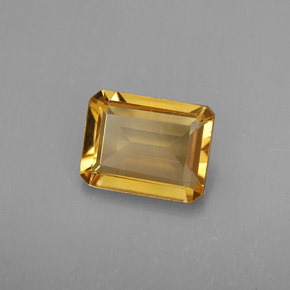 1.74克拉天然黄色黄水晶，祖母绿式切割，8.9×6.9毫米，VVS-VS
