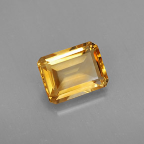 2.12克拉天然黄色黄水晶，祖母绿式切割，9×6.9毫米，VVS-VS