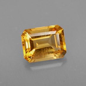 1.97克拉天然黄色黄水晶，祖母绿式切割，8.8×6.9毫米，VVS