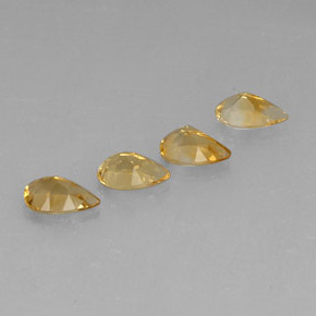 天然黄金色黄水晶，梨形，7.8×5毫米，VVS