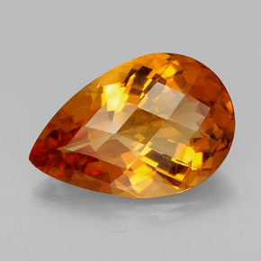 4.66克拉天然橙色黄水晶，梨形，15.3×10.3毫米，VVS