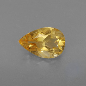 0.70克拉天然黄色黄水晶，梨形，7.8×5.1毫米，VVS