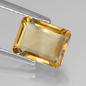 1.78克拉天然黄色黄水晶，祖母绿式切割，8.9×6.9毫米，VVS-VS