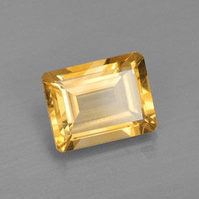 2.14克拉天然黄色黄水晶，祖母绿式切割，9.2×7.1毫米，VS