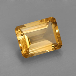 1.96克拉天然黄色黄水晶，祖母绿式切割，9×7毫米，VVS