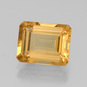 2.18克拉天然黄色黄水晶，祖母绿式切割，8.9×7.1毫米，VVS