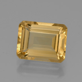 2.10克拉天然黄色黄水晶，祖母绿式切割，8.9×7.1毫米，VVS