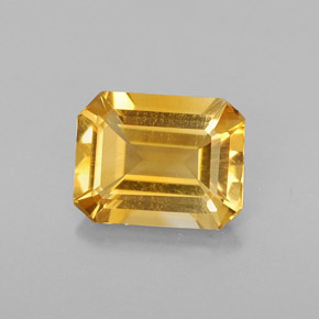 1.69克拉天然黄色黄水晶，祖母绿式切割，8.7×6.8毫米，VVS-VS