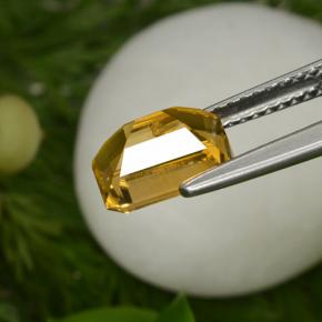 1.98克拉天然黄色黄水晶，祖母绿式切割，8.4×6.9毫米，VVS-VS