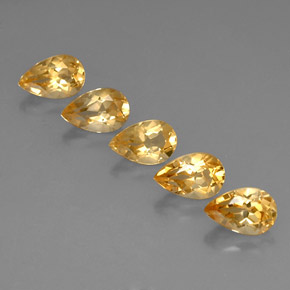 4.14天然黄色黄水晶，梨形，7.8×5.1毫米，VVS