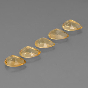 4.14天然黄色黄水晶，梨形，7.8×5.1毫米，VVS