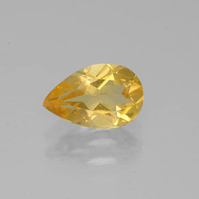 0.65克拉天然黄色黄水晶，梨形，7.6×5毫米，VVS