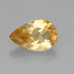0.70克拉天然黄色黄水晶，梨形，7.9×5.1毫米，VVS
