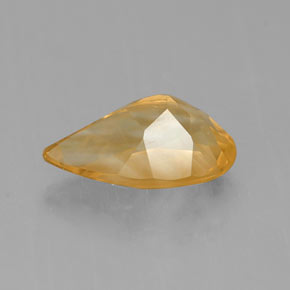 0.70克拉天然黄色黄水晶，梨形，7.9×5.1毫米，VVS