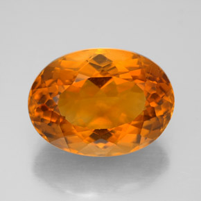 9.35克拉天然橙色黄水晶，椭圆形切割，15.5×11.4毫米，IF