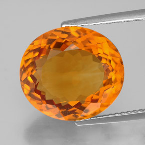 8.94克拉天然橙色黄水晶，椭圆形切割，14.6×13.1毫米，IF