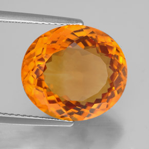 8.94克拉天然橙色黄水晶，椭圆形切割，14.6×13.1毫米，IF