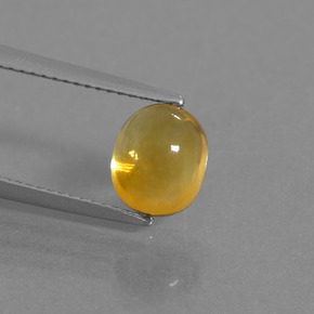 2.48克拉天然黄金色黄水晶，椭圆形切割，8.5×7毫米，透明