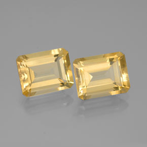 天然黄色黄水晶，祖母绿式切割，8.9×6.9毫米，VS