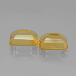 天然黄色黄水晶，祖母绿式切割，8.9×6.9毫米，VS