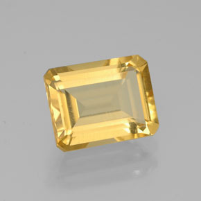 2.23克拉天然黄色黄水晶，祖母绿式切割，9×7.1毫米，VS