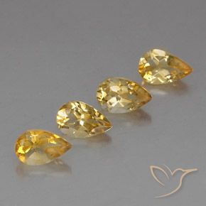 3.46克拉天然黄水晶，梨形，VVS-VS
