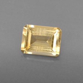 1.41克拉天然黄色黄水晶，祖母绿式切割，8×6毫米，VS