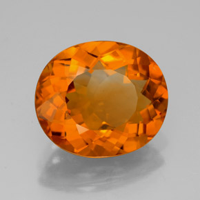 5.22克拉天然橙色黄水晶，椭圆形切割，12.9×11.2毫米，VVS-VS