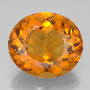 12.89克拉天然橙色黄水晶，椭圆形切割，17.1×15毫米，VVS