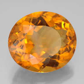 12.89克拉天然橙色黄水晶，椭圆形切割，17.1×15毫米，VVS