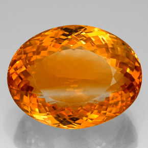 75.79克拉天然橙色黄水晶，椭圆形切割，30.1×23.2毫米，IF