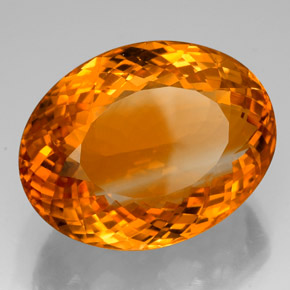 75.79克拉天然橙色黄水晶，椭圆形切割，30.1×23.2毫米，IF
