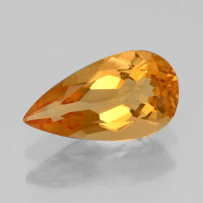 2.88克拉天然黄色黄水晶，梨形，14.2×7.8毫米，VVS