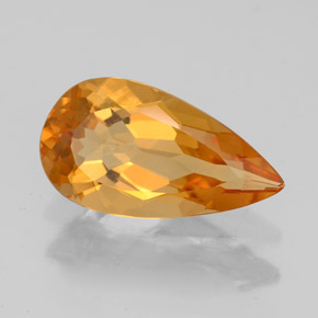 2.88克拉天然黄色黄水晶，梨形，14.2×7.8毫米，VVS