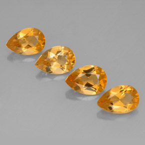 天然黄色黄水晶，梨形，7.2×4.9毫米，VVS