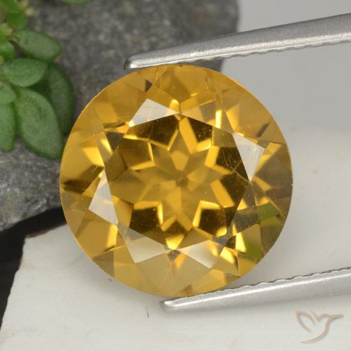4.48ct 天然 Light Brownish Golden  黄水晶, 圆形的, VS