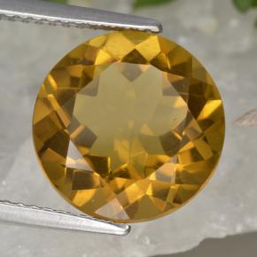 5.87克拉天然金色黄水晶，圆形切割，11.93毫米，VVS-VS