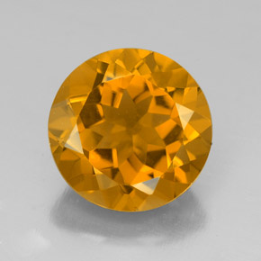 5.93克拉天然黄金色黄水晶，圆形切割，11.87毫米，VVS